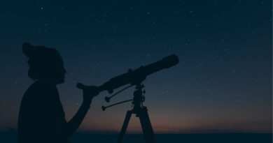 person looking into telescope